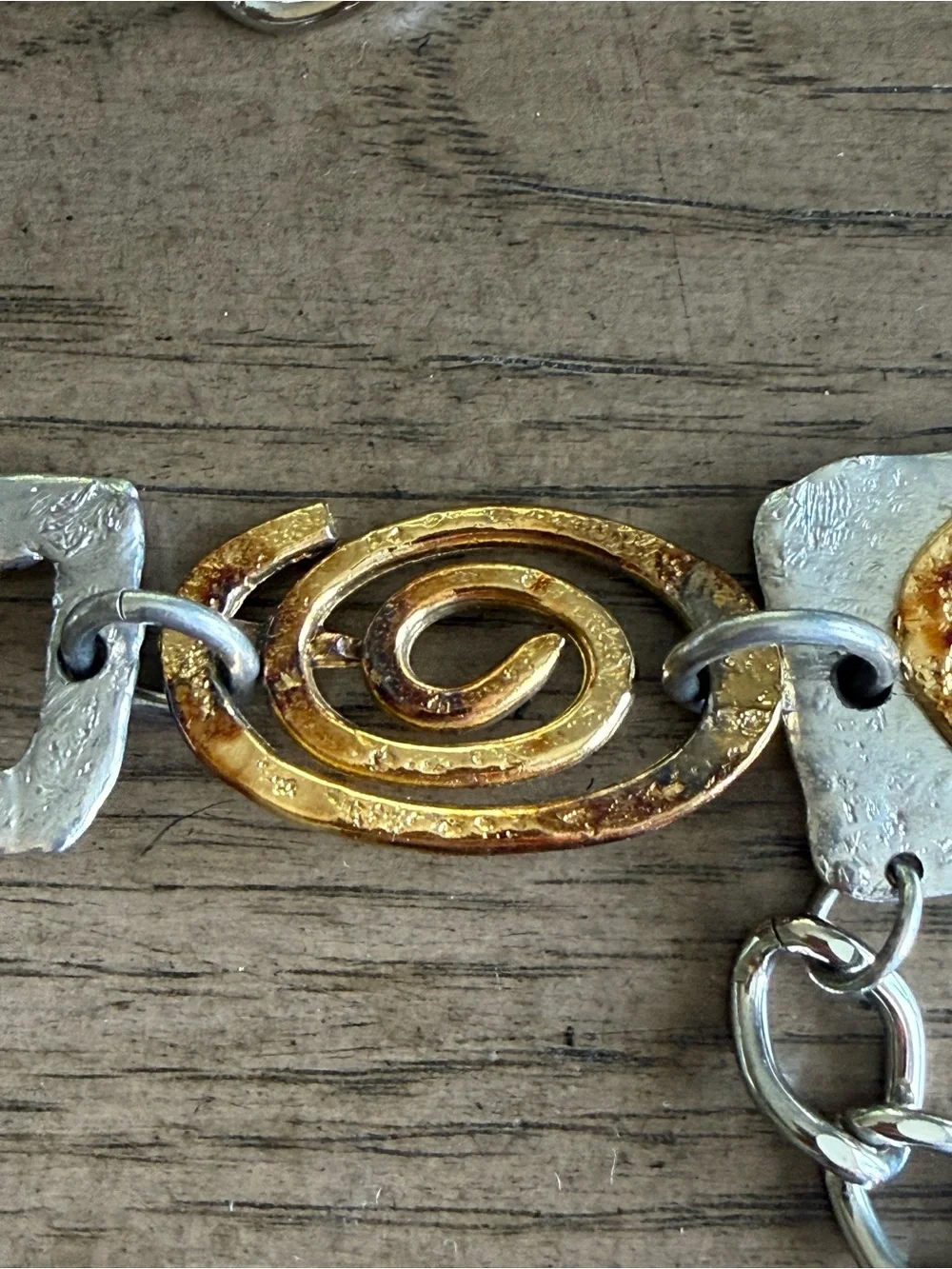 Designer J Jansen Artisan Signed Brutalist Gold Plated Chain Belt OOAK